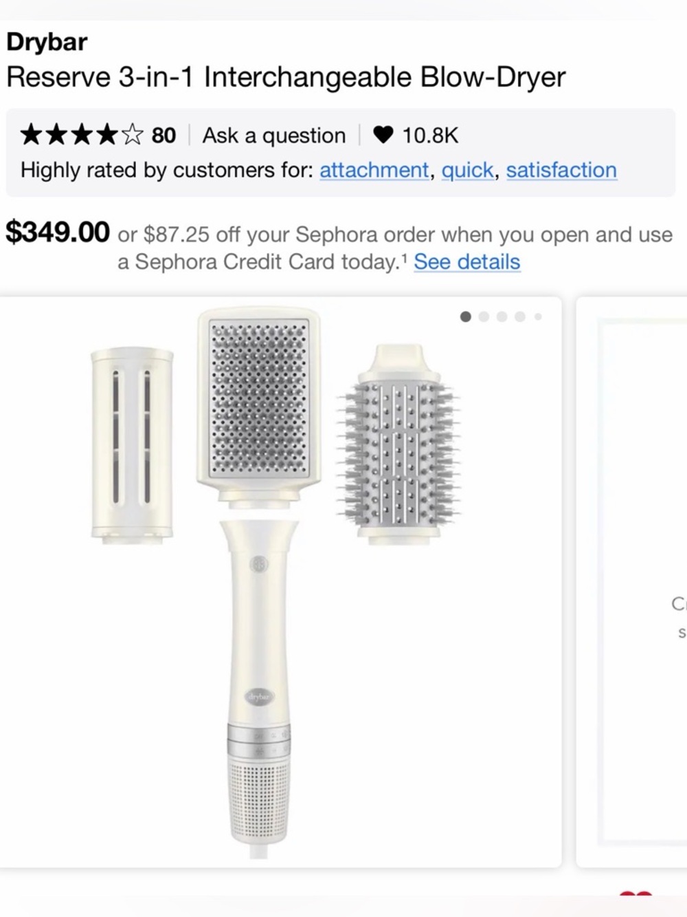 Drybar 3-in-1 Interchangeable Styling Brush in White/Cream